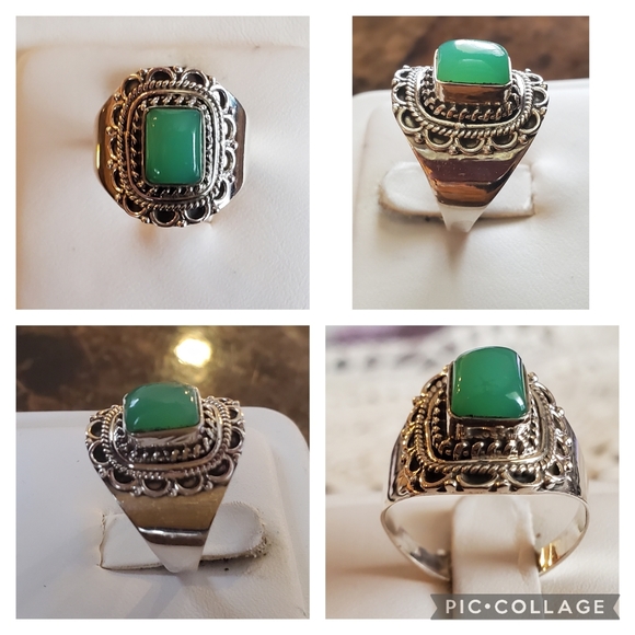 Genuine Green Onyx Ring Size 8 - Picture 6 of 8